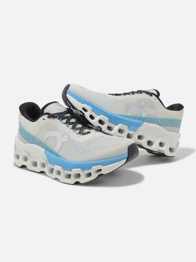On Cloud Running Cloudmonster Sneakers in Light Gray, Blue, Black- Womens Size 8